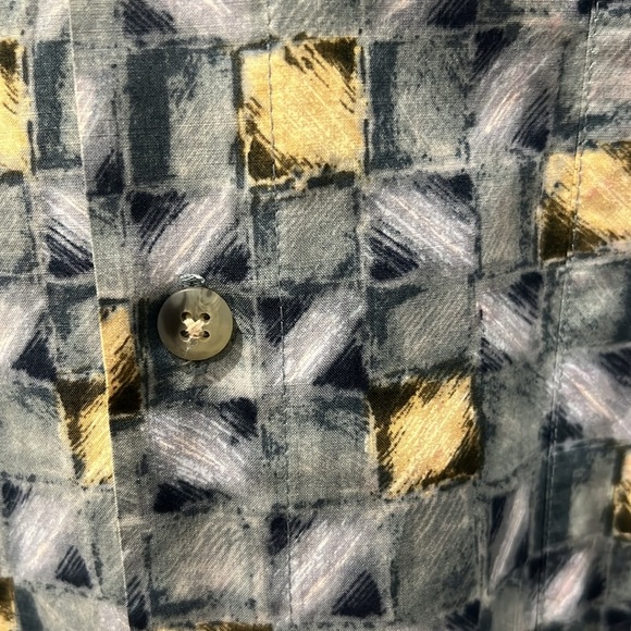 Blue Geometric Casual Button Down Shirt - Picture 3 of 5